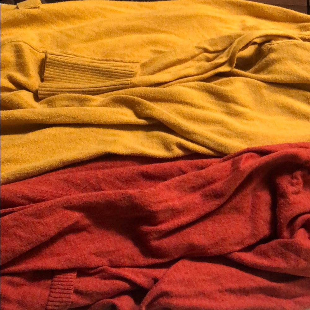 Rust and Mustard colored Cardigans